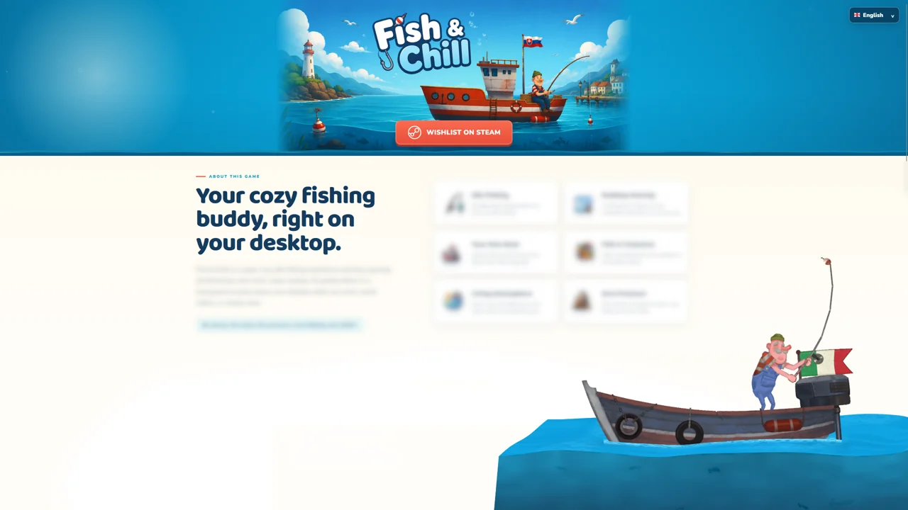 Desktop companion with a fishing boat