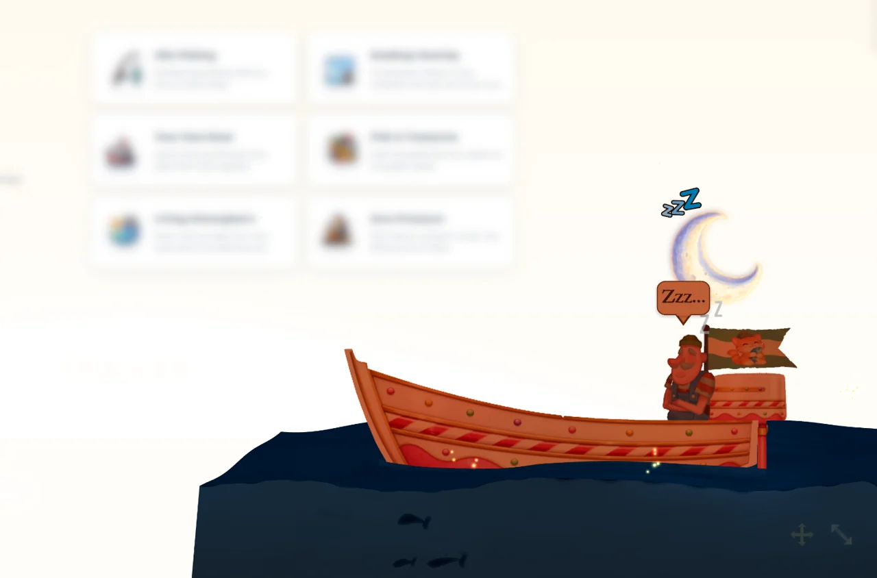Fisherman and boat decorations