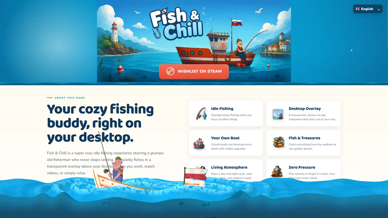 Wooden fishing ship sailing over the desktop