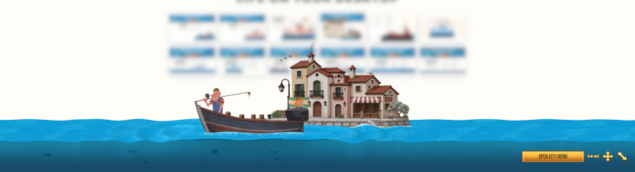 The updated city scene with 3D sea visuals and widescreen support